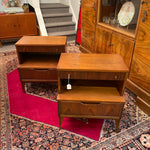 Midcentury Modern Two Tiered Walnut Nightstands