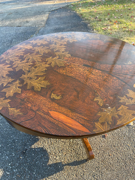 Rosewood Dining Table with Forestry Detail Painting by TL Moore