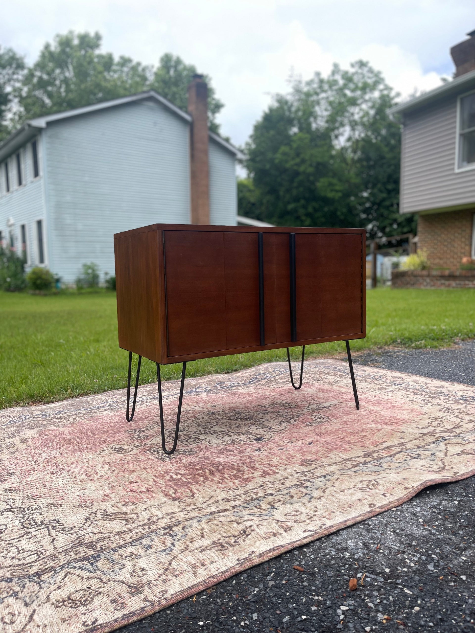 Reclaimed Midcentury Modern Petite Walnut Cabinet