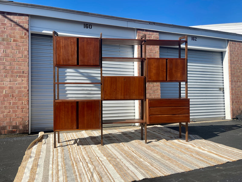 Scandinavian Modern-Style Modular Teak Wall Unit