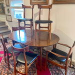 Midcentury Modern Walnut Dining Table & Six Chairs