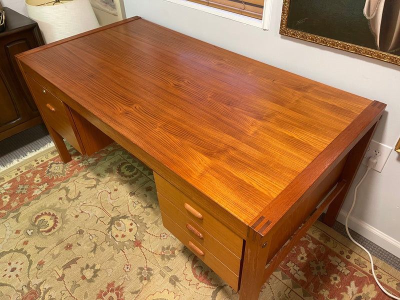 Large Teak Desk Bent Silberg Mobler Made in Denmark