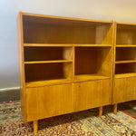 Midcentury Modern Petite Bookcases with Locking Cabinet