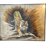 Large Oil on Canvas Depicting a Tiger signed R. Delongprie