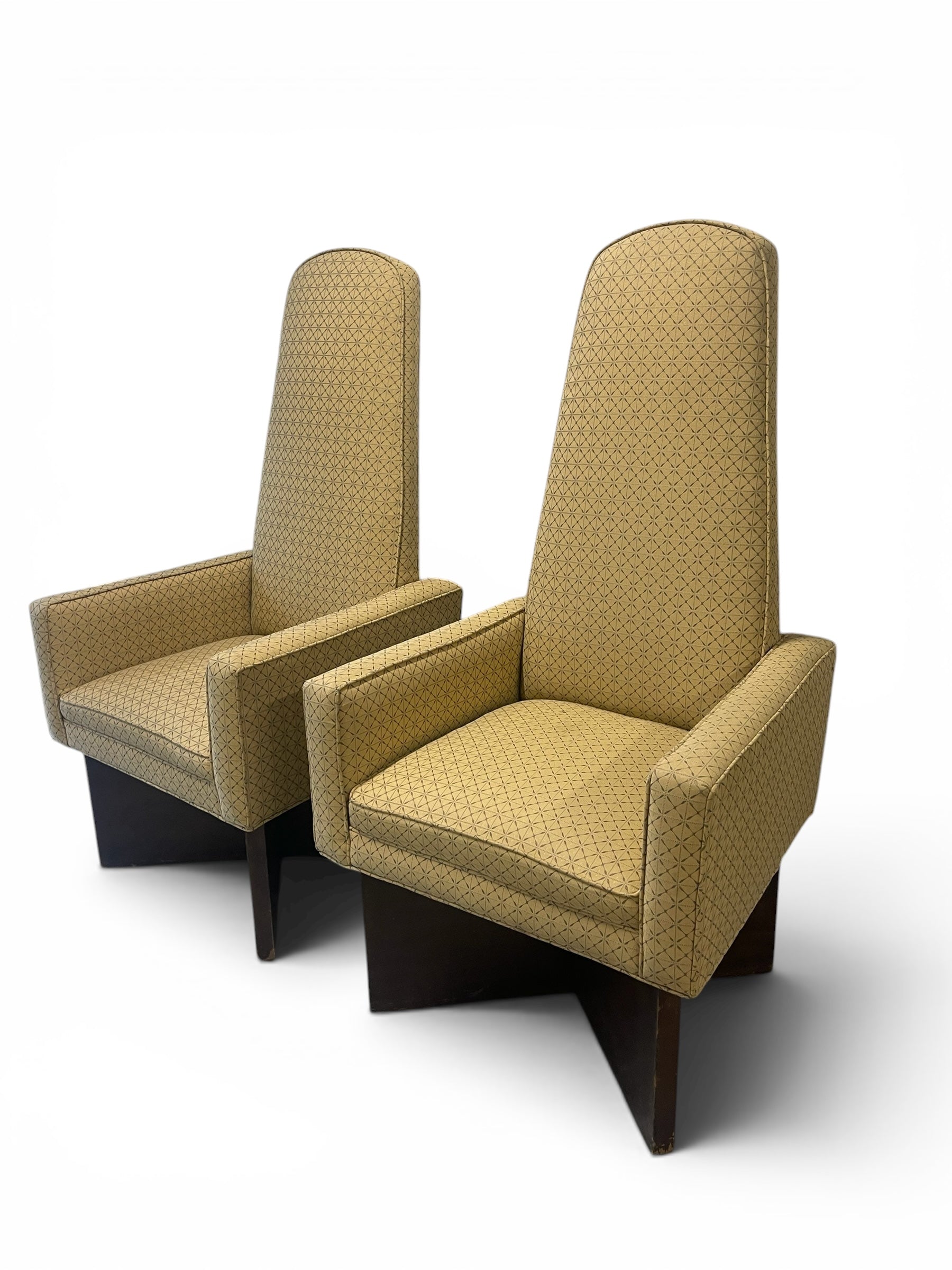 Mid Century Modern High Back Lounge Chairs
