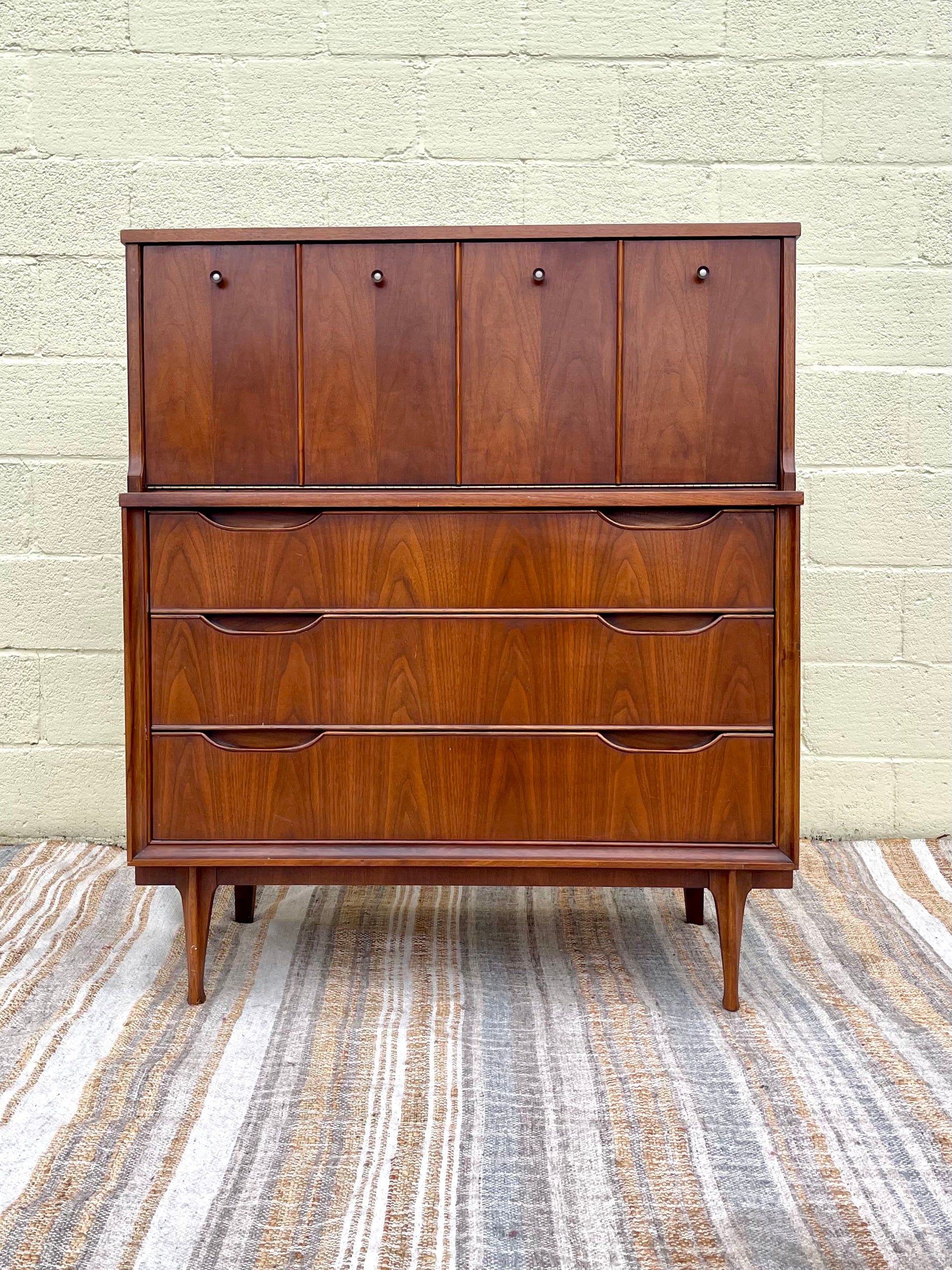 Midcentury Modern Walnut Gentleman’s Chest or Tallboy Dresser