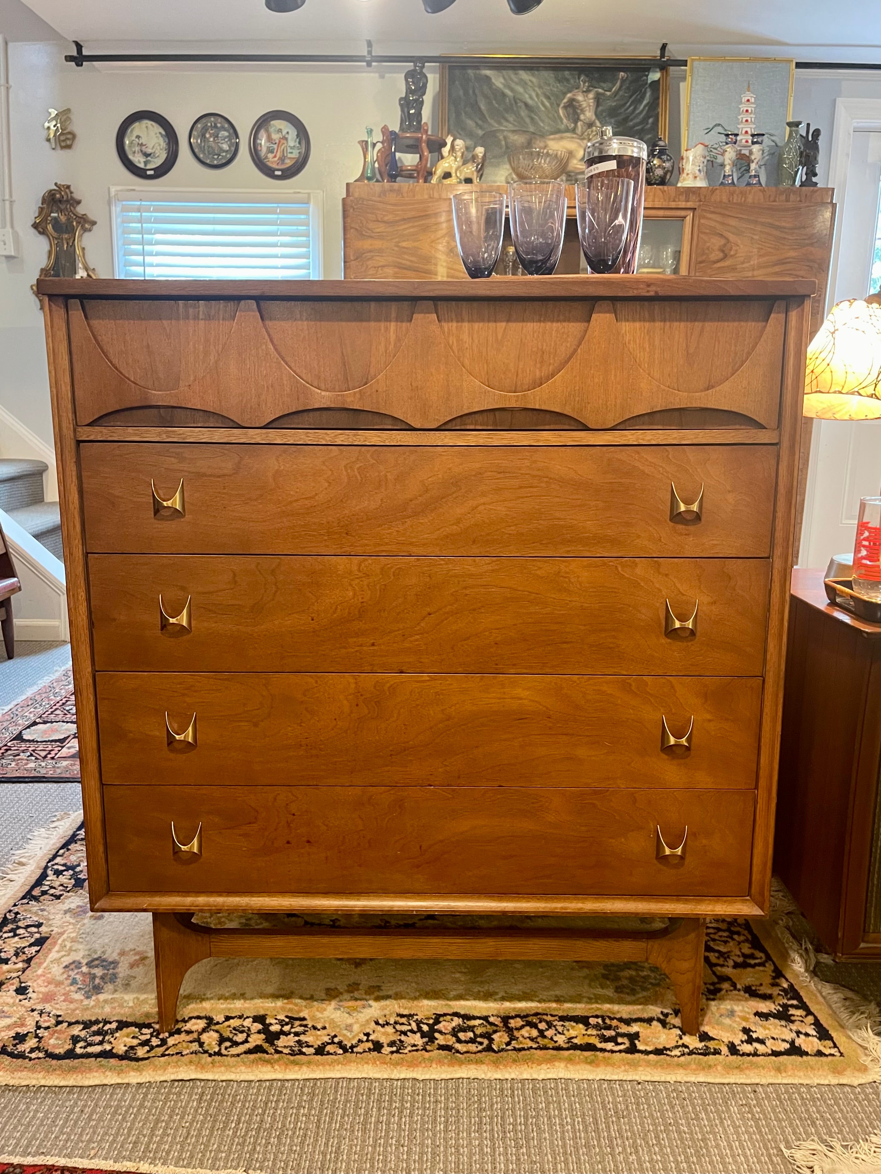 Midcentury Modern Broyhill Brasilia Five Drawer Tallboy Dresser Midcentury Modern Broyhill Brasilia Five Drawer Tallboy Dresser