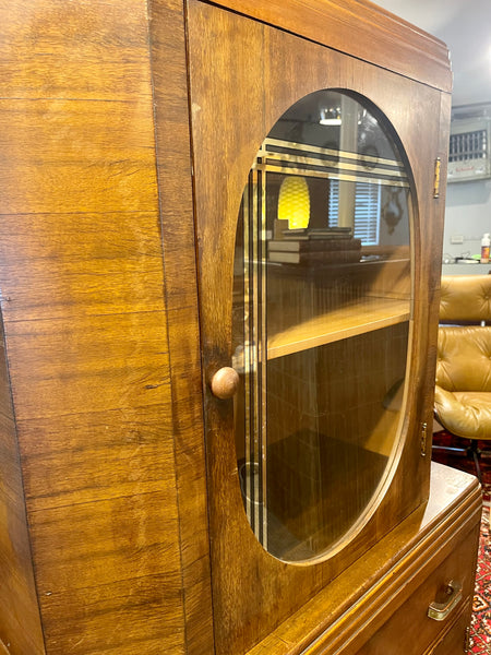 Art Deco Petite Walnut Cabinet