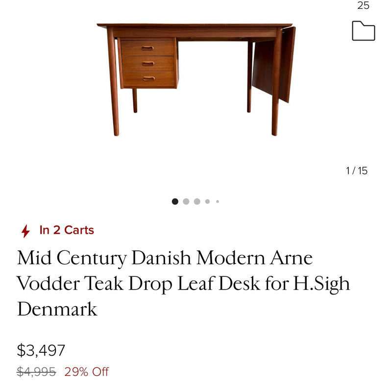 Mid Century Danish Modern Arne Vodder Teak Drop Leaf Desk for H. Sigh Denmark