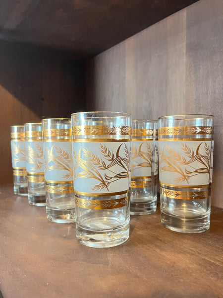 MCM golf leaf wheat glasses set of 8