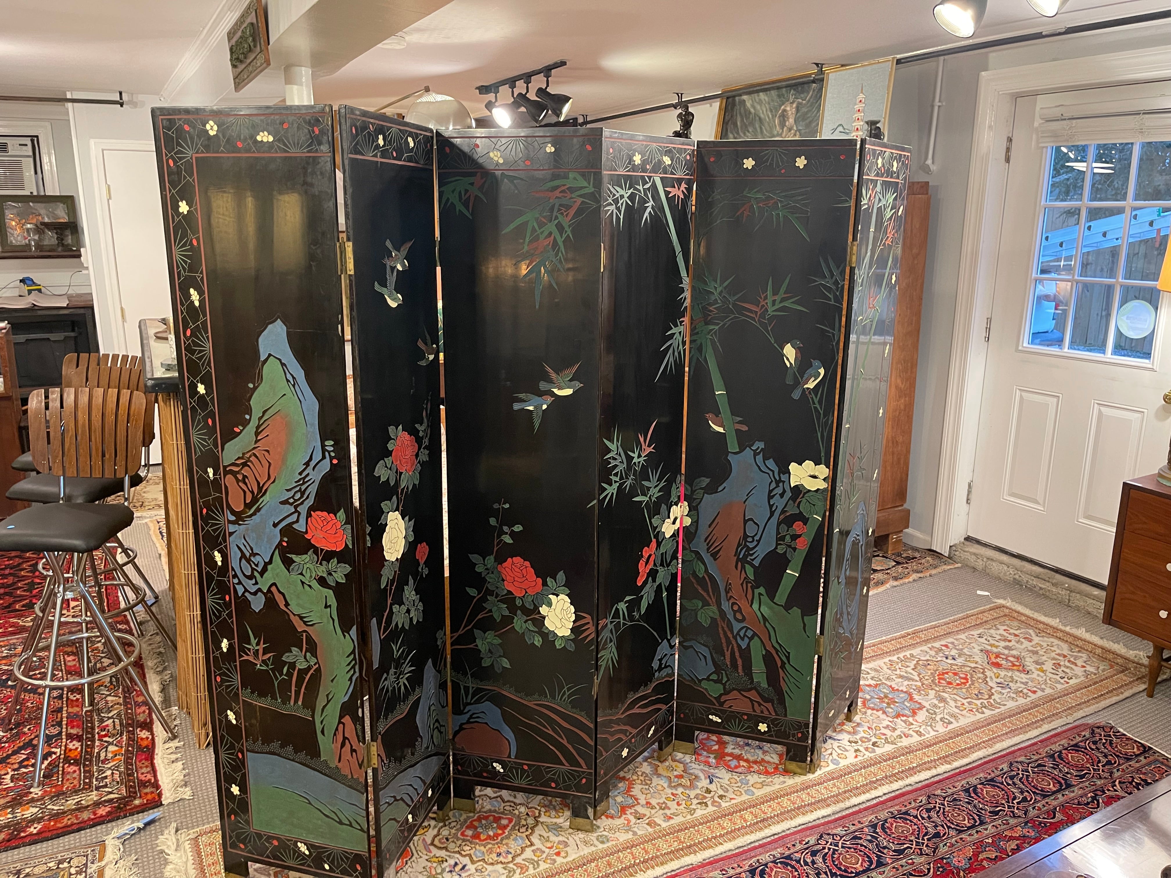 Screen Laquer Asiatic Black Lacquer Floor Screens – Magpie Reclamations