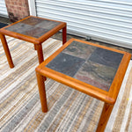 Danish Teak and Slate Side Tables by Haslev