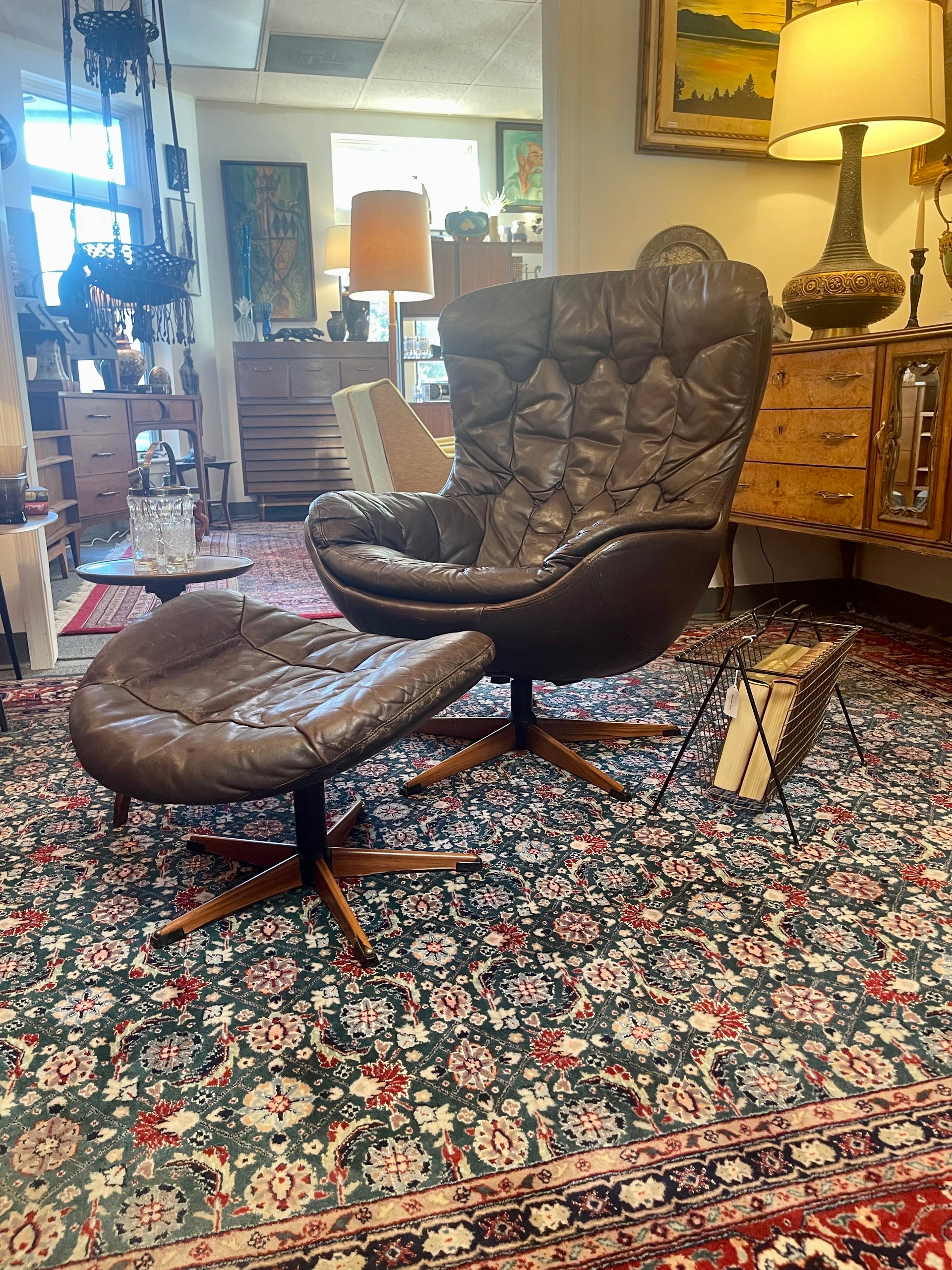 H.W. Klein Leather Lounge Chair and Ottoman