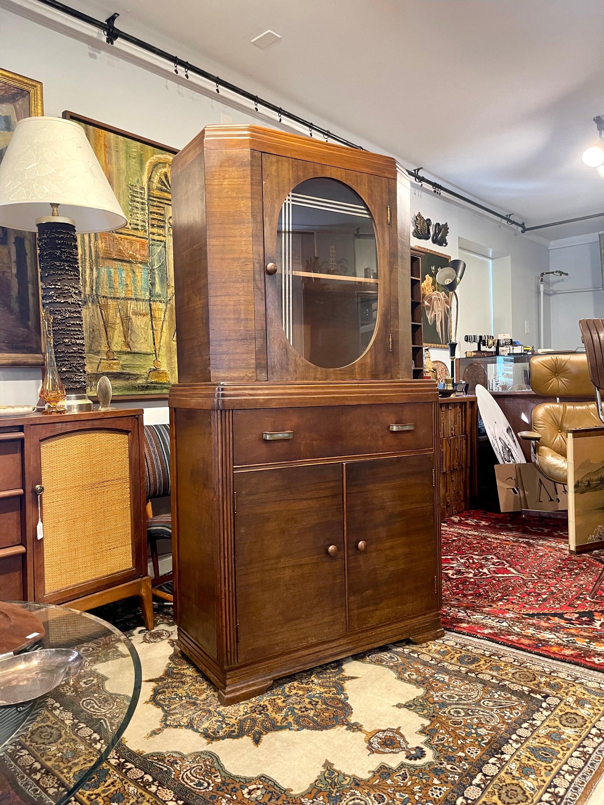 Art Deco Petite Walnut Cabinet