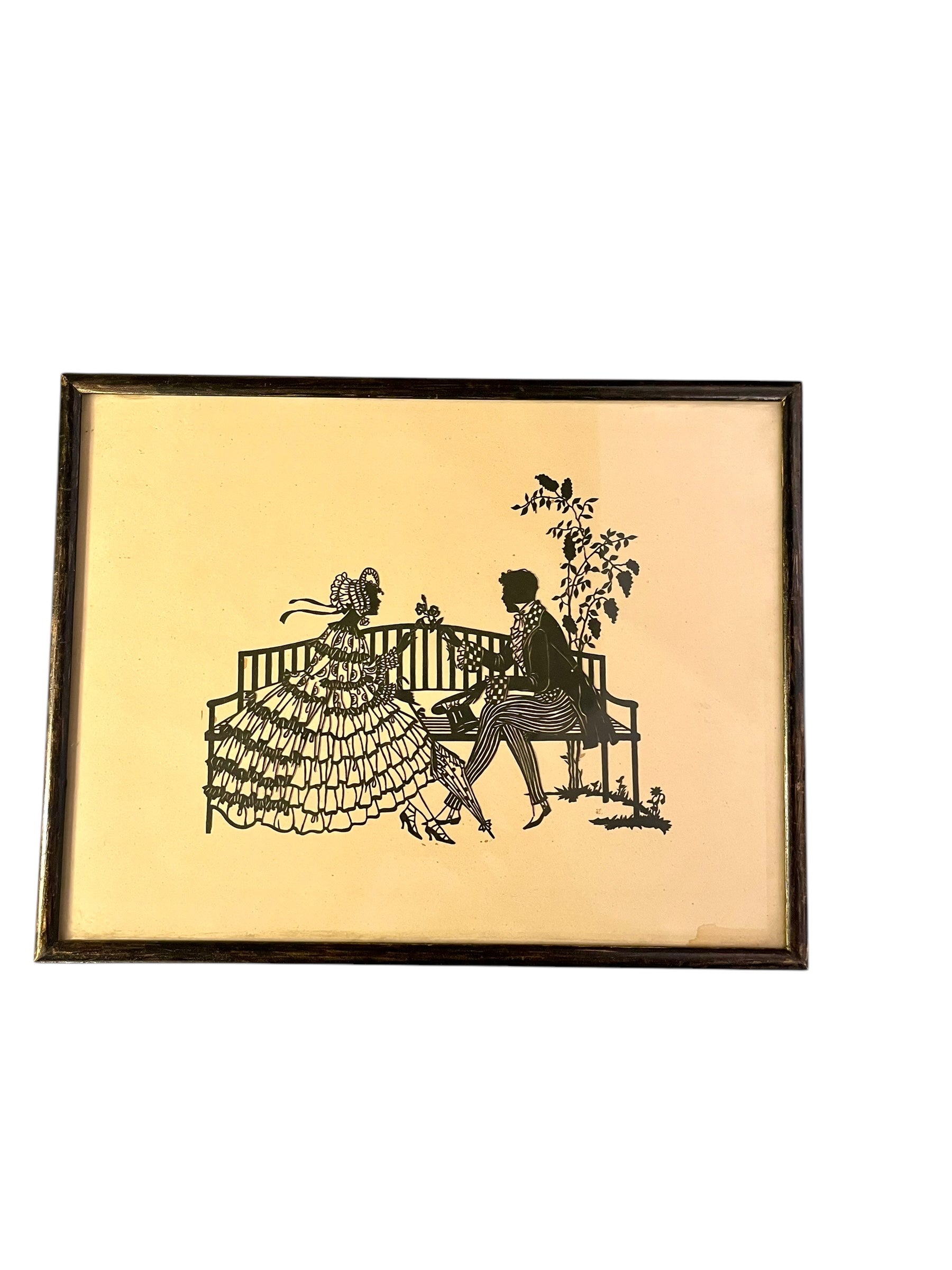 Antique Friedrich Kaskeline (1863-1931) Cutout Silhouette Framed with Glass