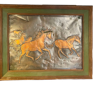 Midcentury Modern Copper Horse Artwork
