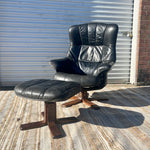 Hjellegjerde Møbler Scandinavian Modern Leather Lounge Chair and Ottoman