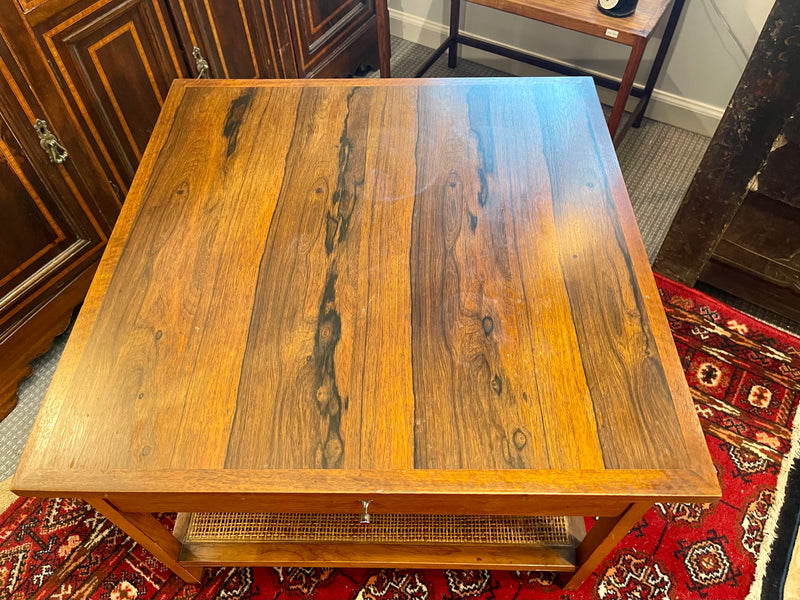 Midcentury Modern Rosewood & Rattan Side Table by Lane Furniture