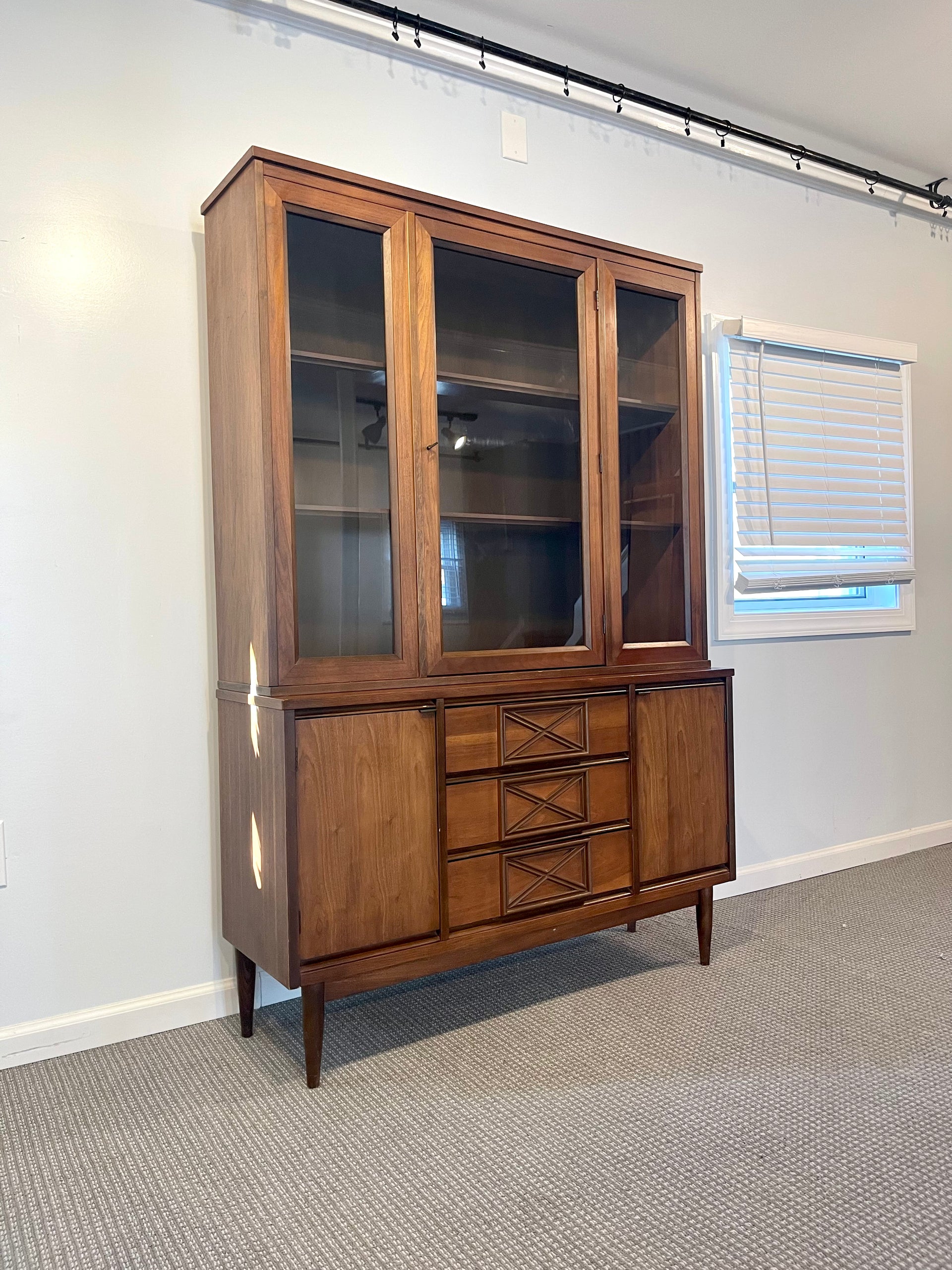 Midcentury Modern Petite China Cabinet by Bassett