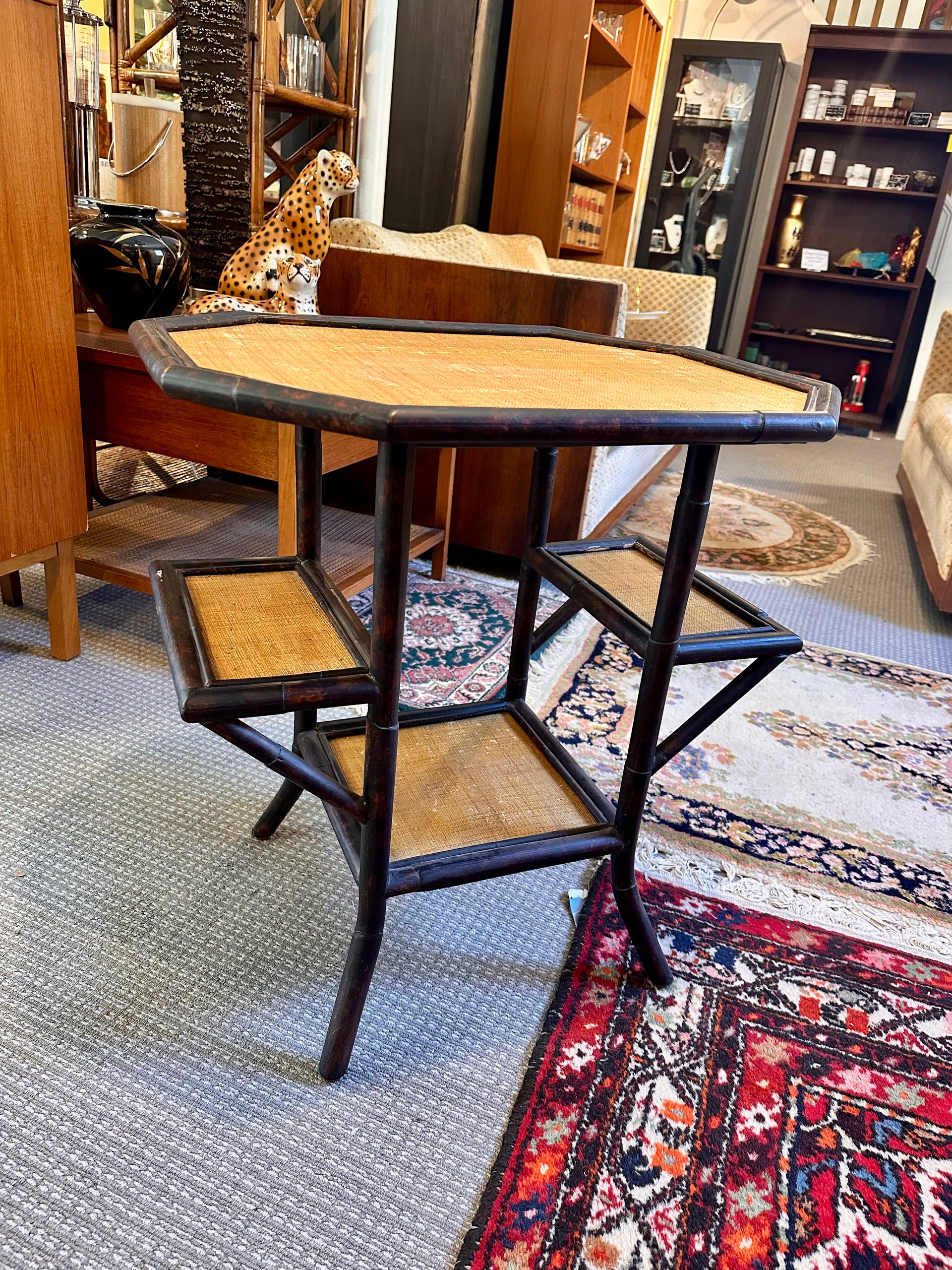 Bamboo and Rattan Octagonal Side Table