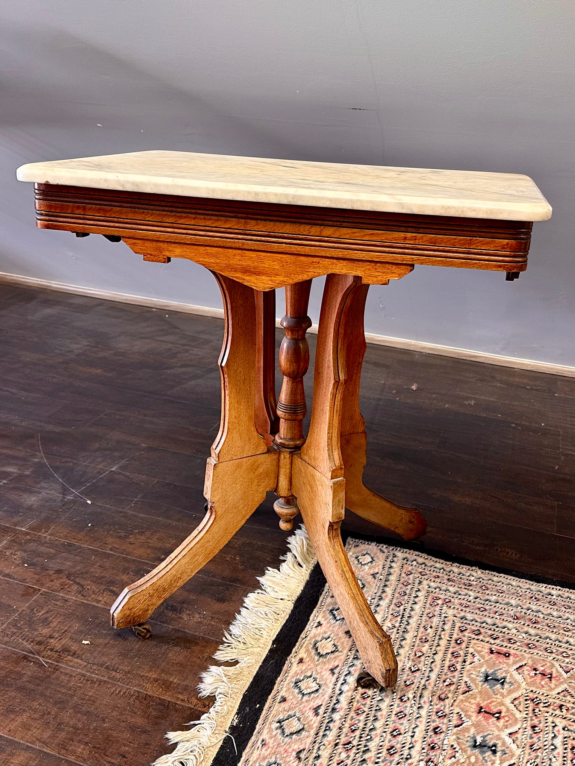 Victorian Eastlake Marble Top Side Table