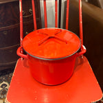 Vtg Mid Century Dansk Kobenstyle Quistgaard Red Casserole Stock Pot with Lid