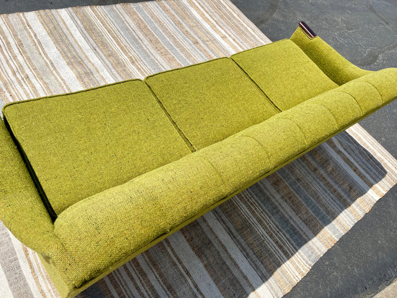 Mid Century Modern Kroehler Green Tweed Sofa