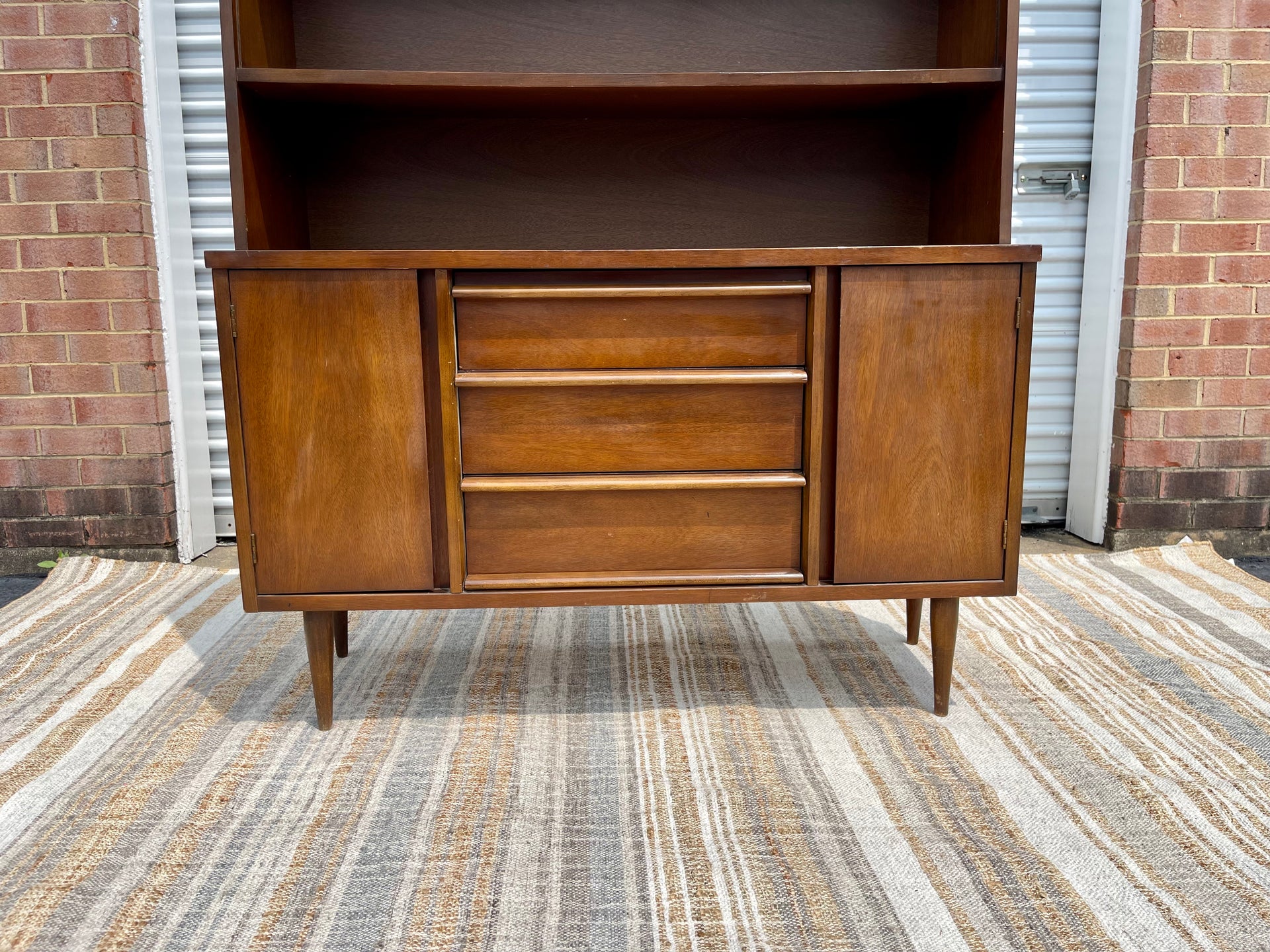 Mid Century Modern Walnut Bassett Credenza & Hutch