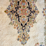Hand Knotted Oriental Cream and Blue Area Rug