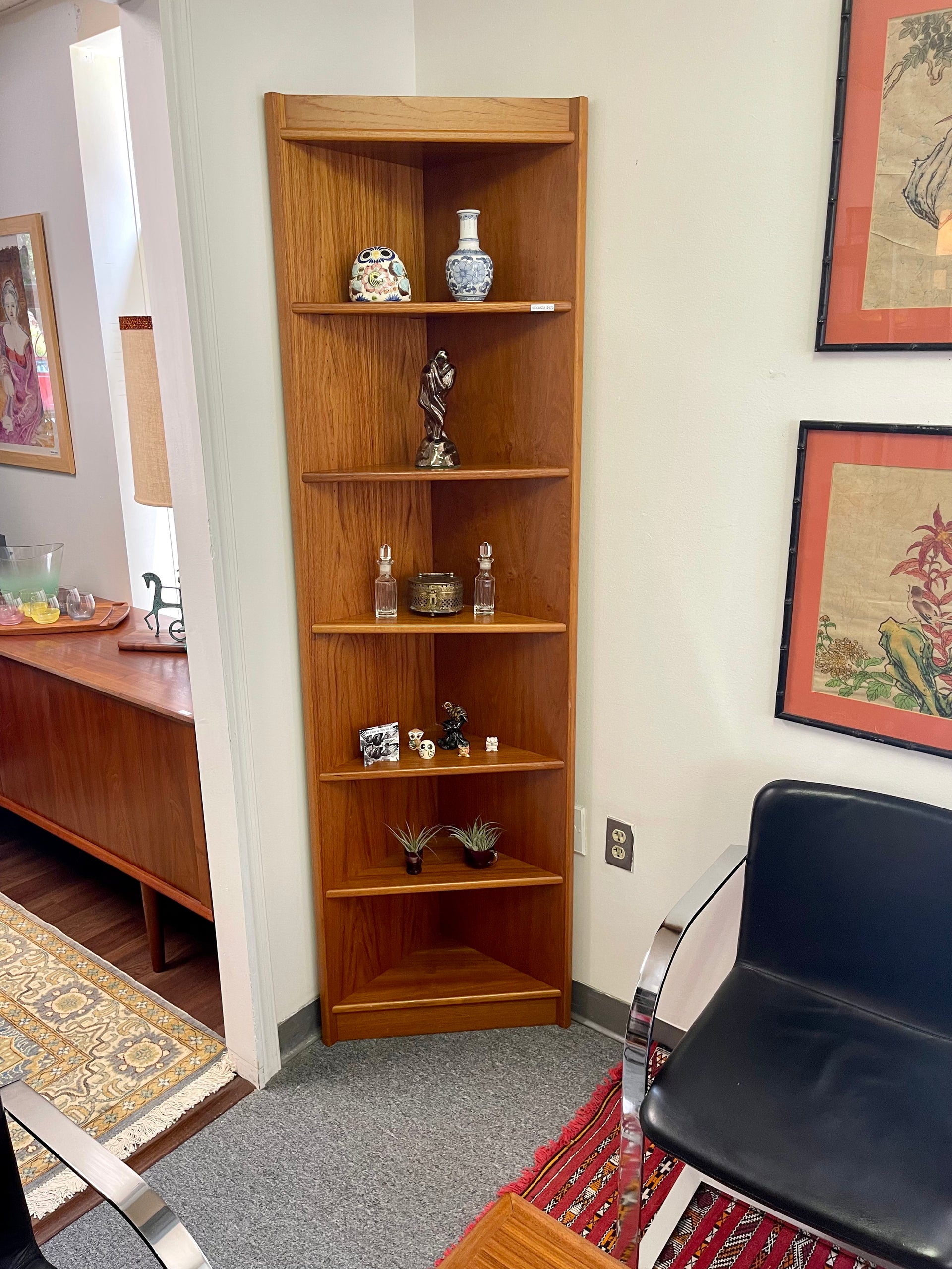 Danish Modern Teak Corner Bookcase