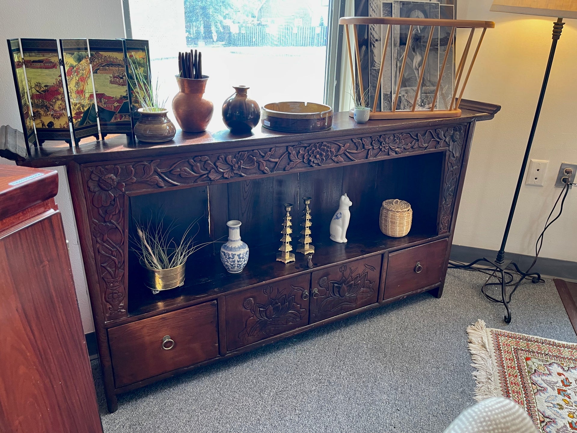 Asian Huanghuali Pagoda Console Table