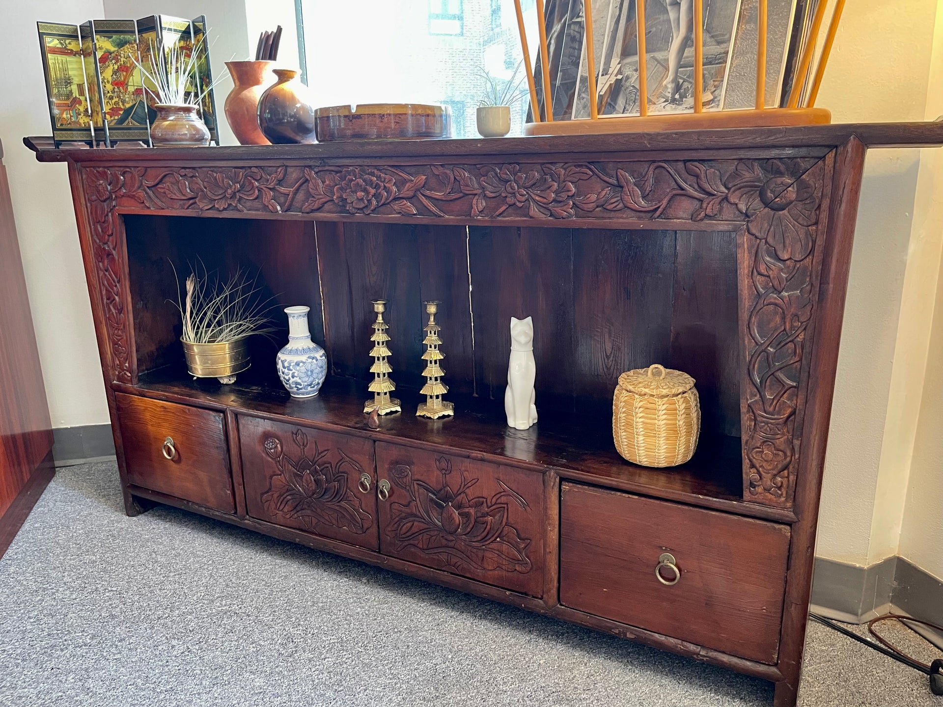 Asian Huanghuali Pagoda Console Table