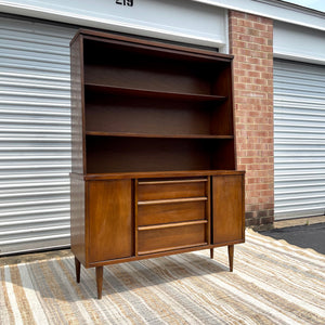 Mid Century Modern Walnut Bassett Credenza & Hutch