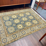 Hand-knotted Oriental Blue and Yellow Rug