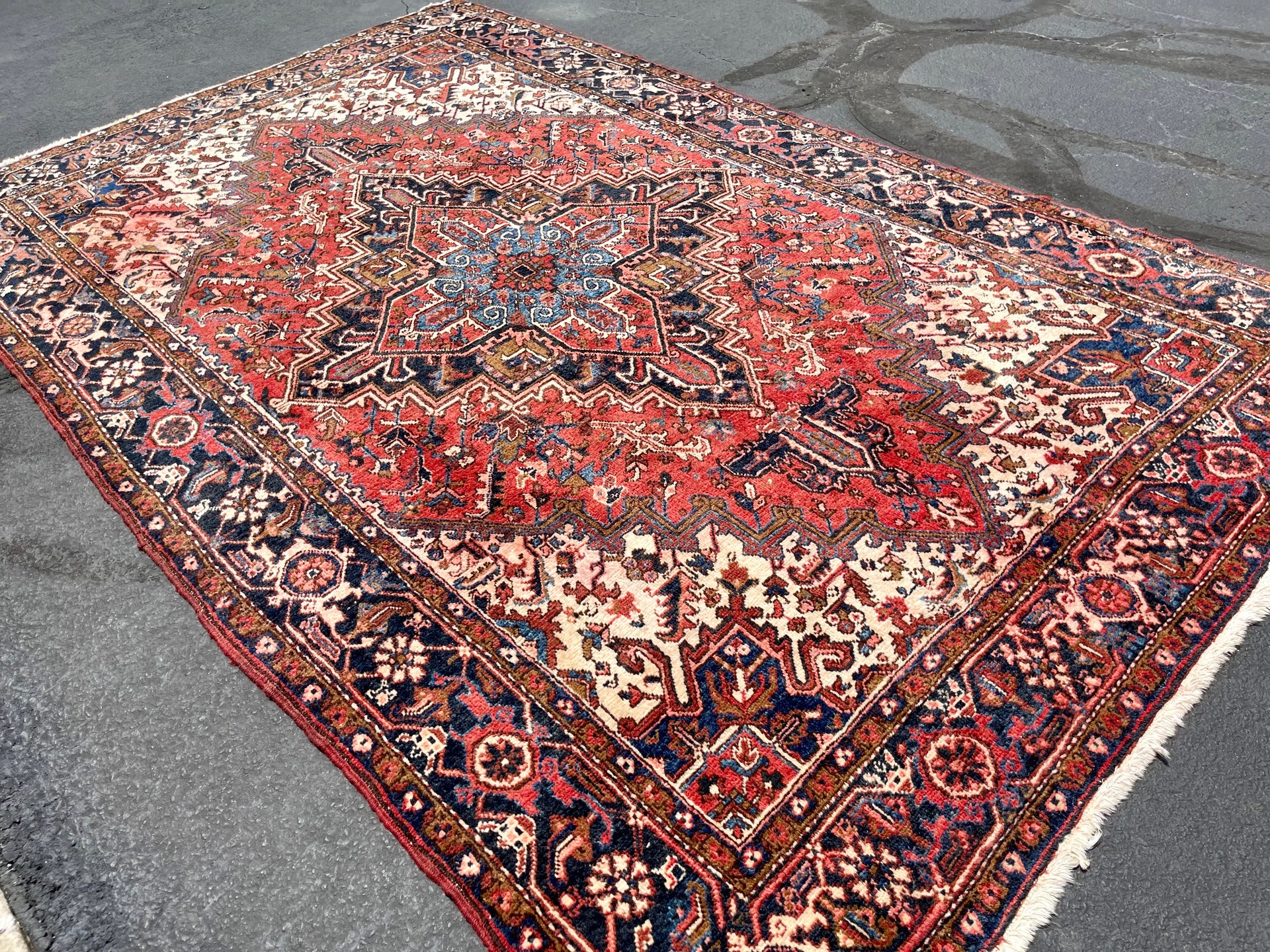 Antique Persian Heriz Handwoven Tribal Rug