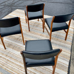 Danish Modern Teak Chairs with Black Upholstery