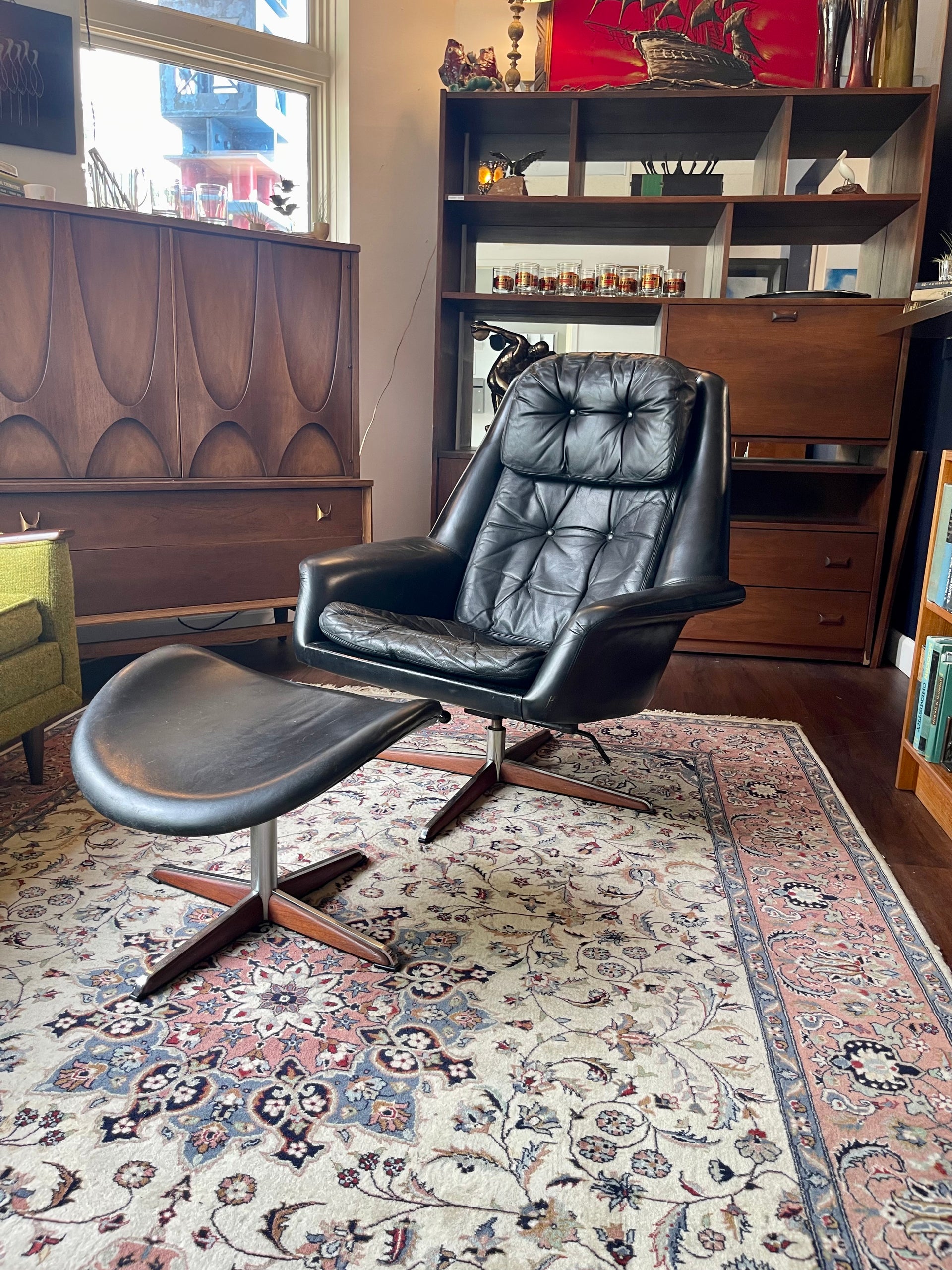 H.W. Klein for Bramin Leather Armchair and Ottoman