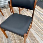Danish Modern Teak Chairs with Black Upholstery