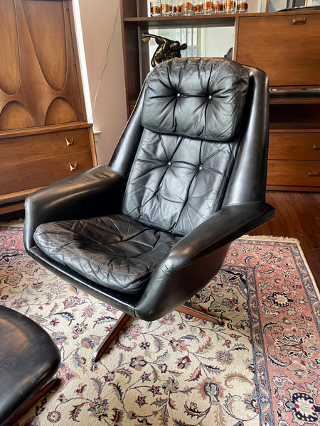 H.W. Klein for Bramin Leather Armchair and Ottoman