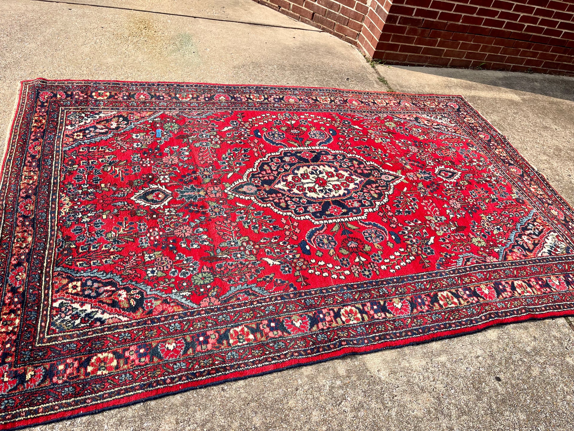 Antique Persian Red and Navy Area Rug