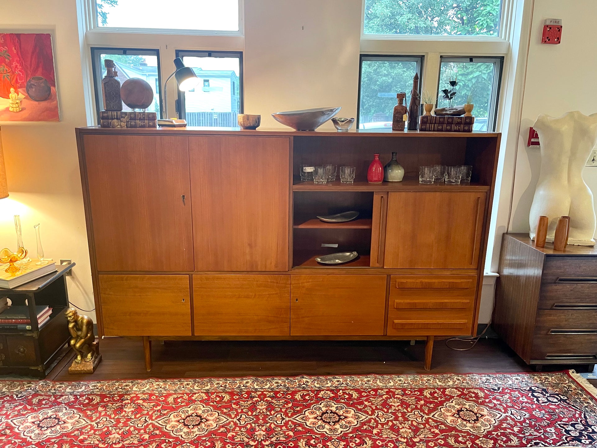 West German Shrunk Mid Century Modern Teak Wall Unit