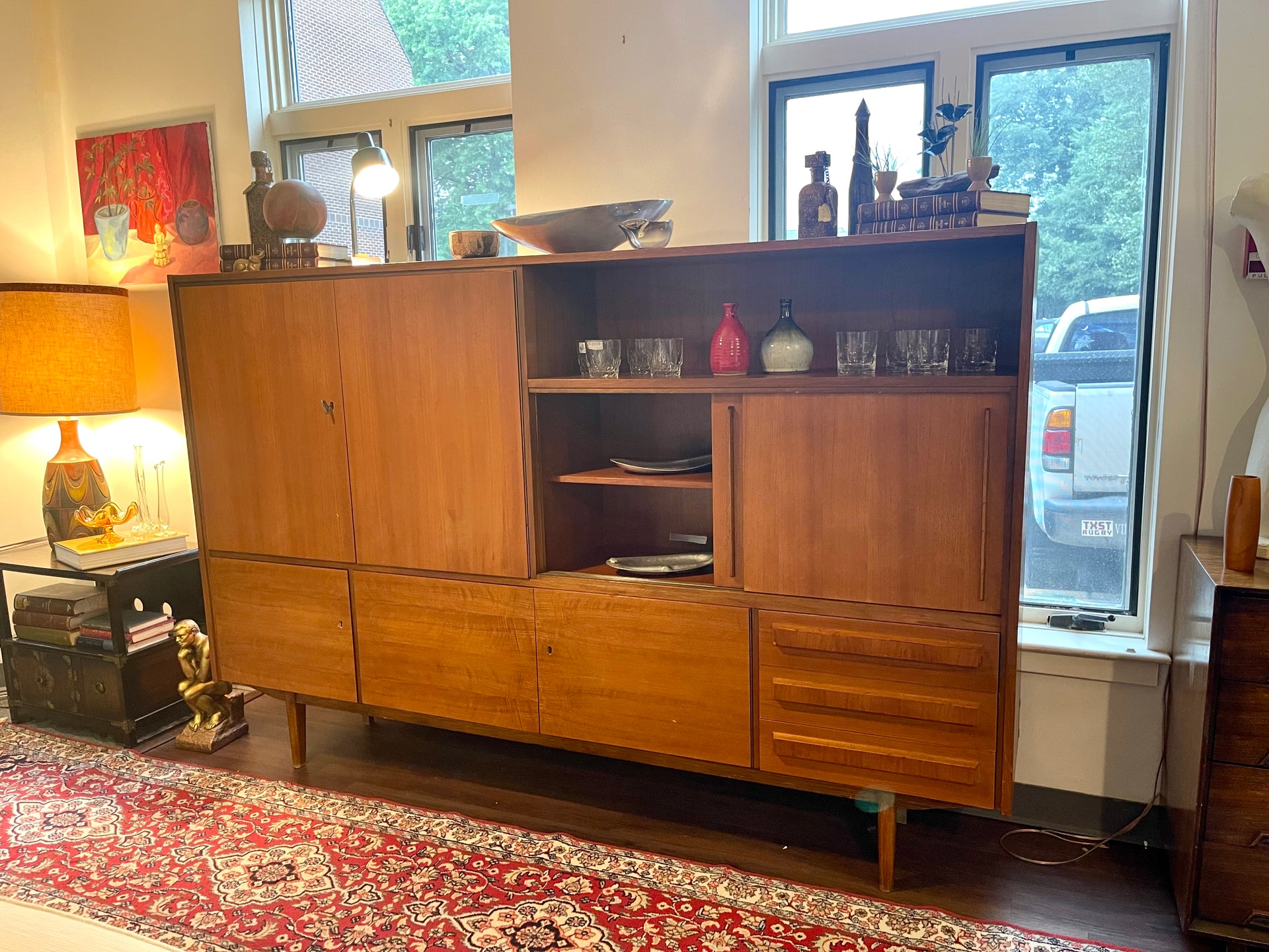 West German Shrunk Mid Century Modern Teak Wall Unit