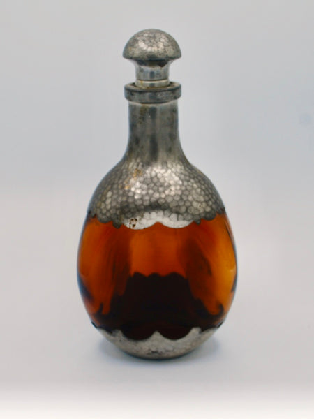 Vintage Royal Holland Daalderop Amber Glass Pewter Decanter