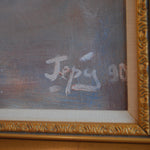 Jepy 1990 Oil on Canvas White and Blue Still Life