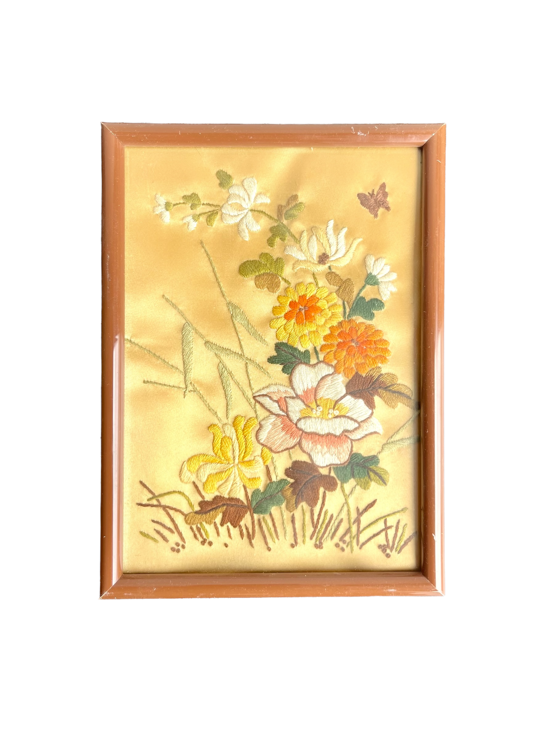 Stitched Silk Flower Artwork