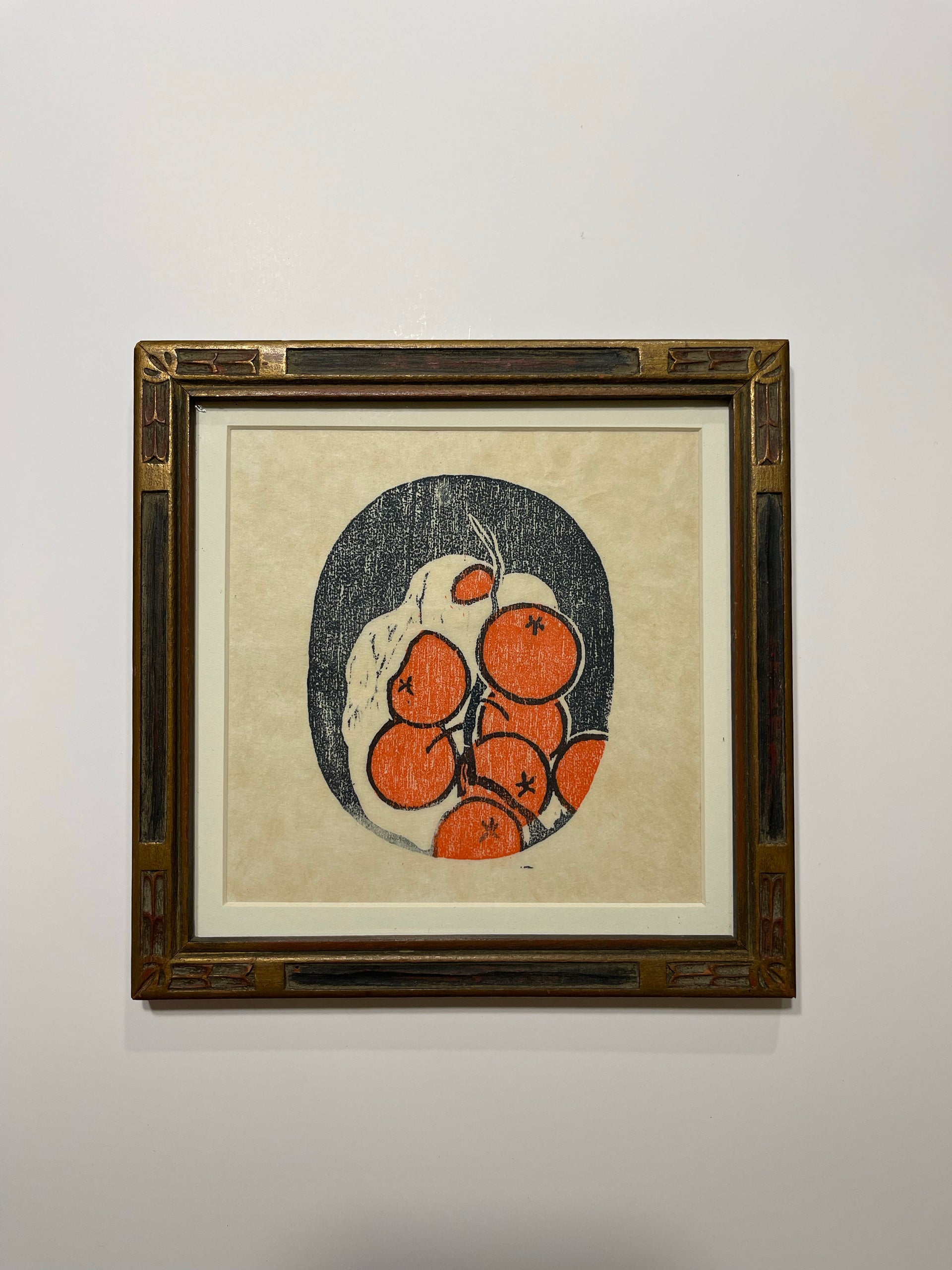 Tuffli Orange Color Woodblock Print