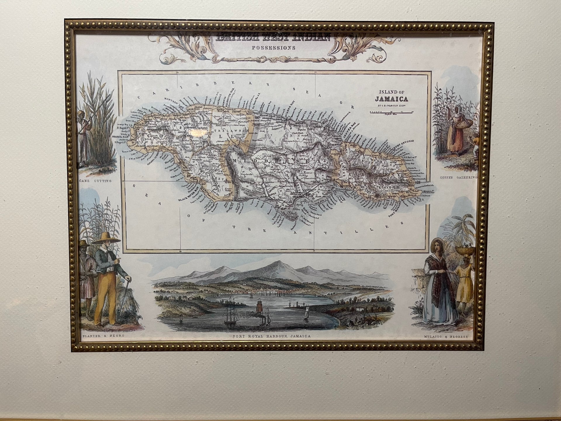 Antique Jamaican Map Print