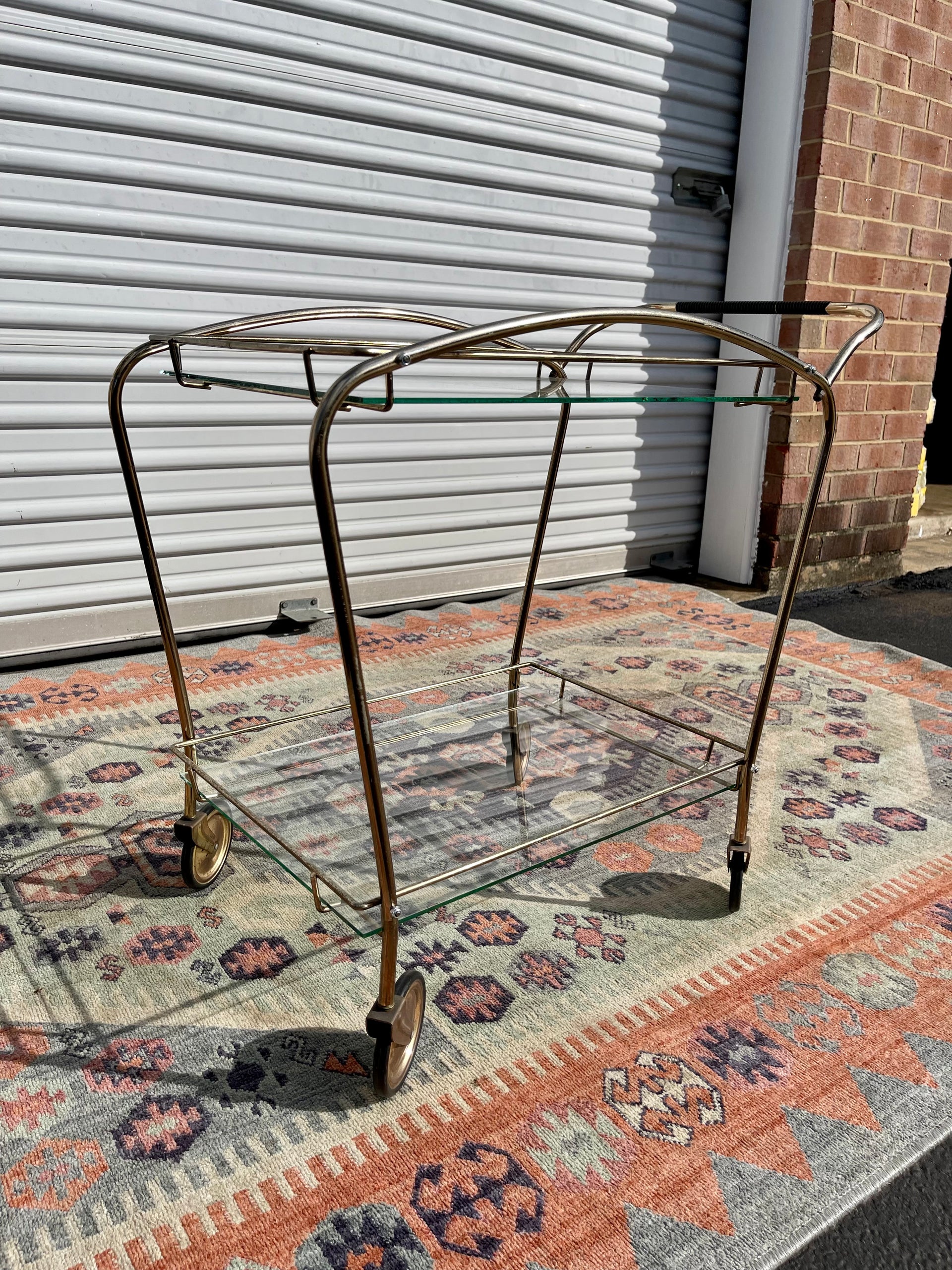 Antique French Art Deco Petite Bar Cart