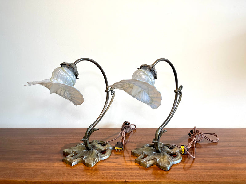 Victorian Art Nouveau Arched Table Lamps