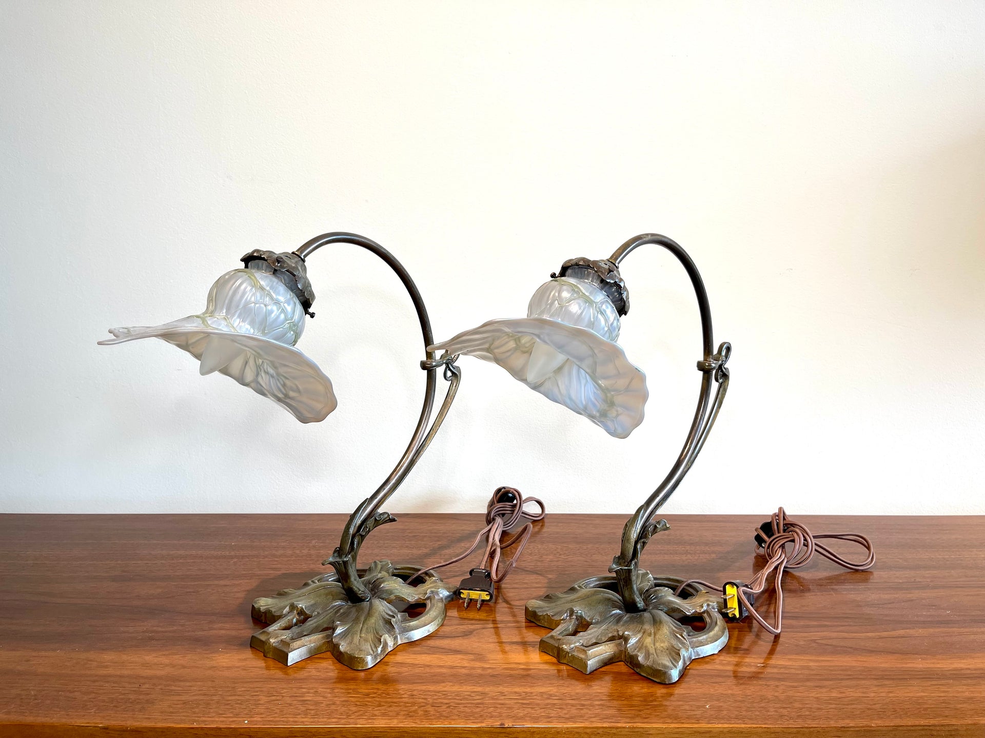 Victorian Art Nouveau Arched Table Lamps